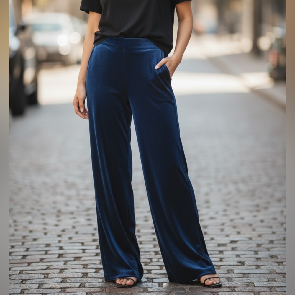 BLANKNYC Velvet Wide Leg Pants XL Eclipse NWT Pull-On Stretch